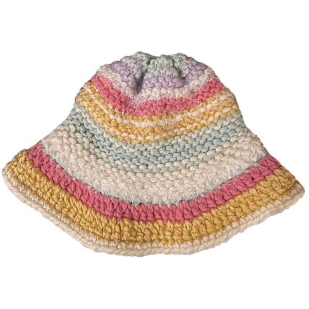 Multicolored hand crocheted bucket hat